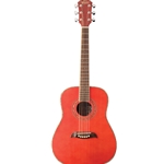 Oscar Schmidt Dreadnought Acoustic 3/4 Guitar Trans Red