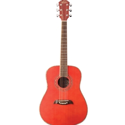 Oscar Schmidt Dreadnought Acoustic 3/4 Guitar Trans Red